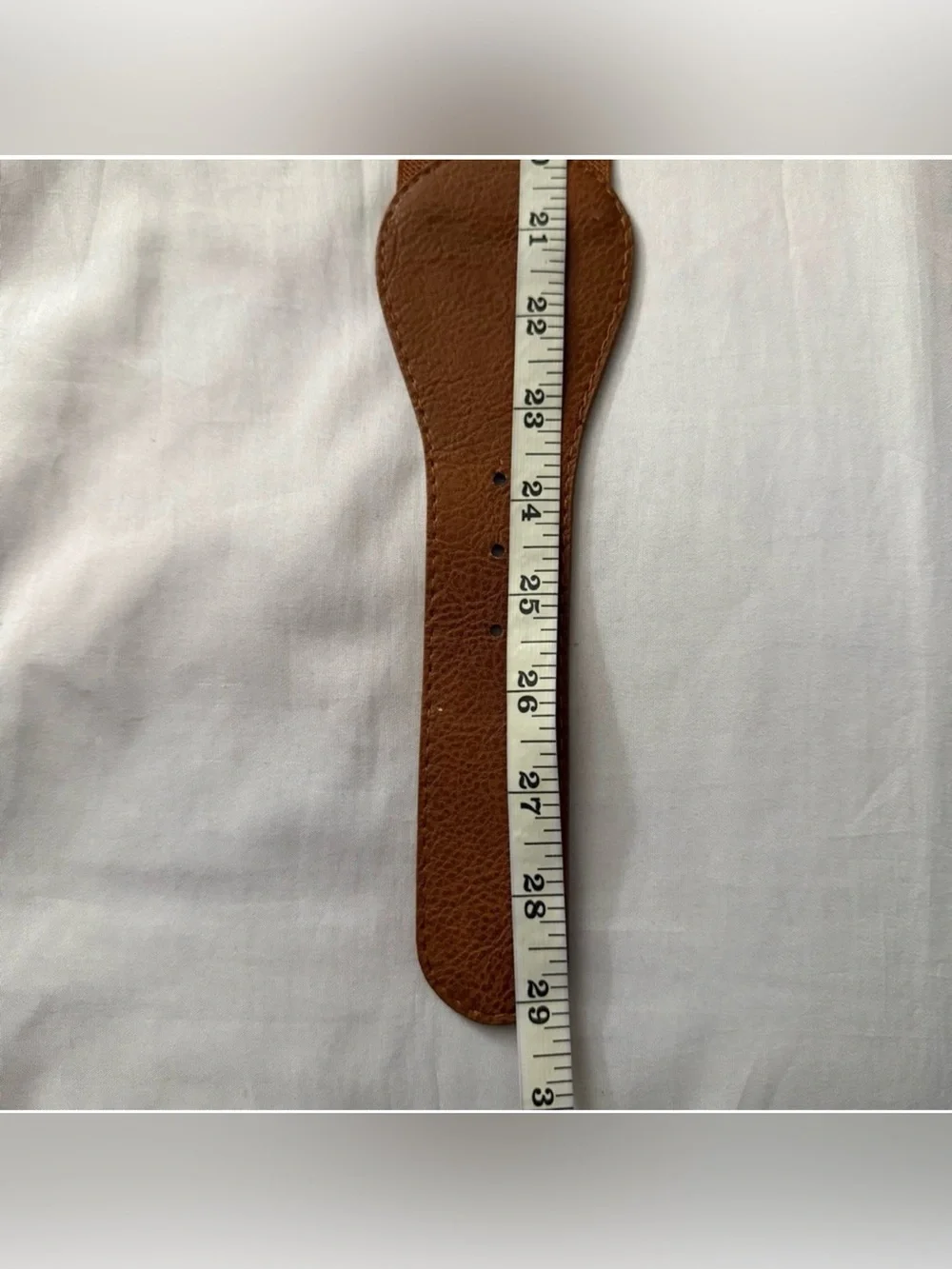 Brown PU leather elastic waistband belt with gold tone buckle
